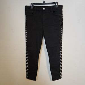 Joe’s Jeans Black Studded Flawless The Charlie High Rise Skinny Ankle casual